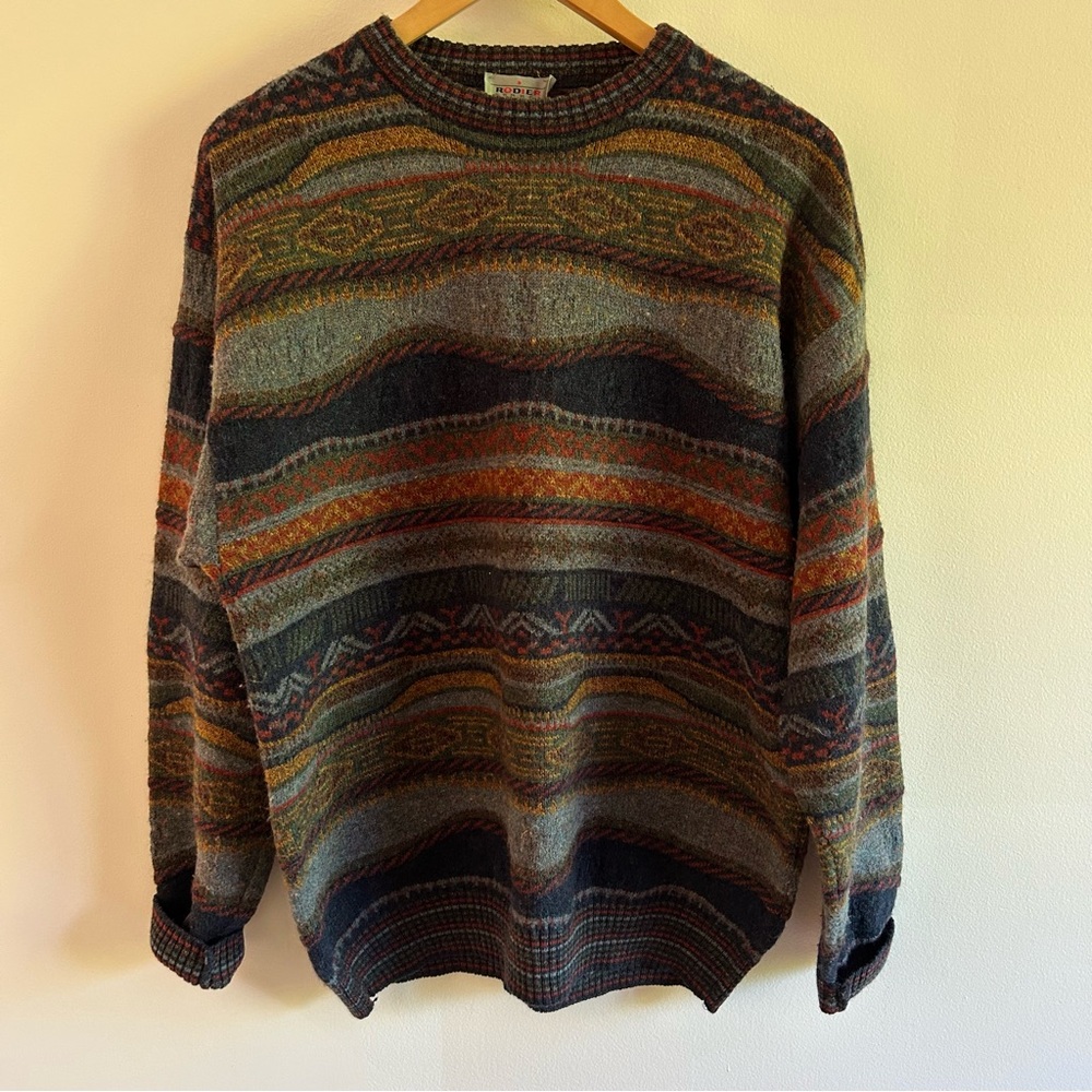 Vintage Multicolor Striped Wool Blend Men's Sweater